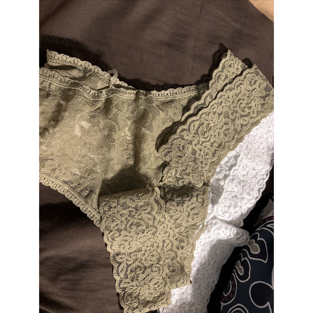 BP Women's Panties Lace Thong White And Olive Green 3X   2 Pack